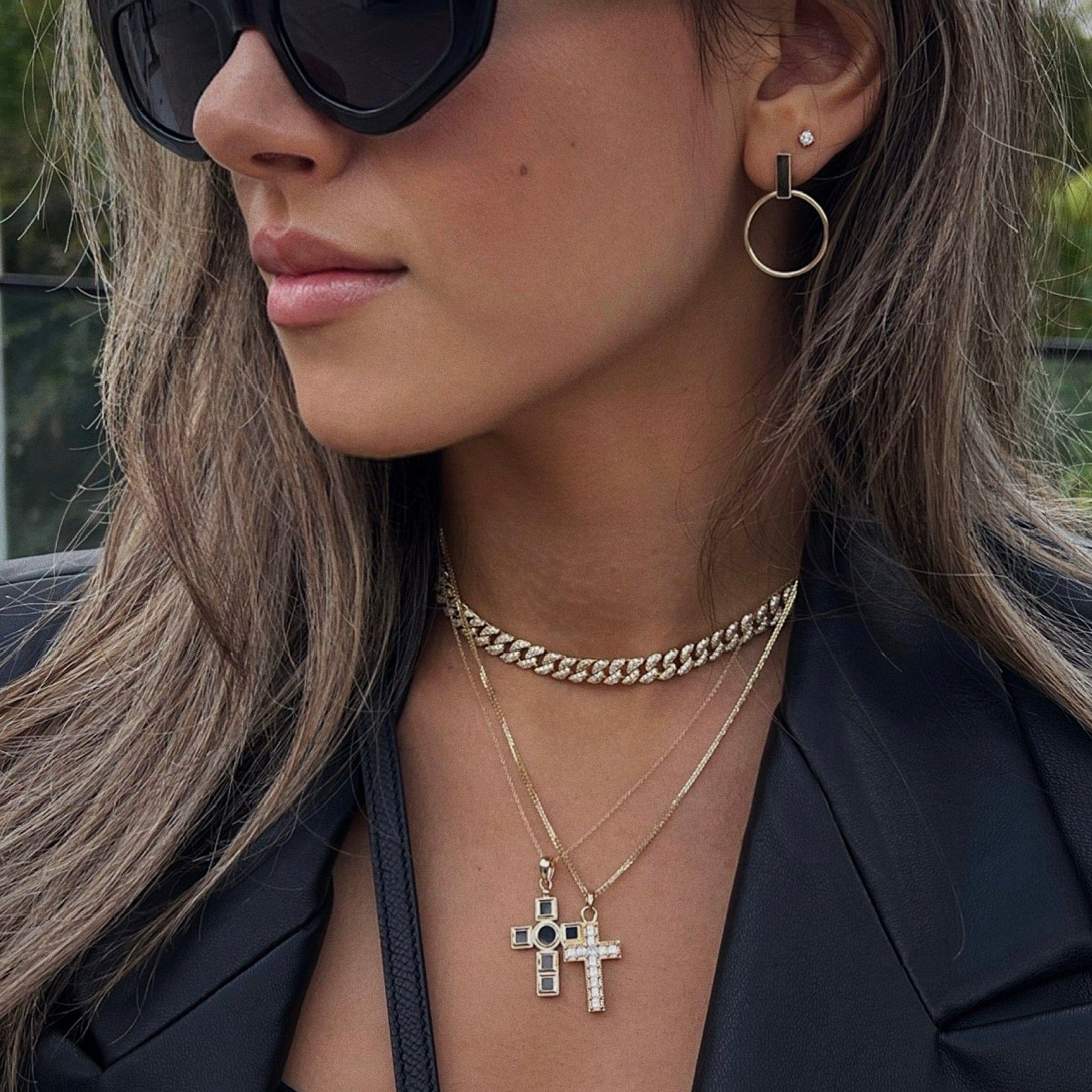 14K Onyx Cross Necklace Necklaces IceLink-CAL   