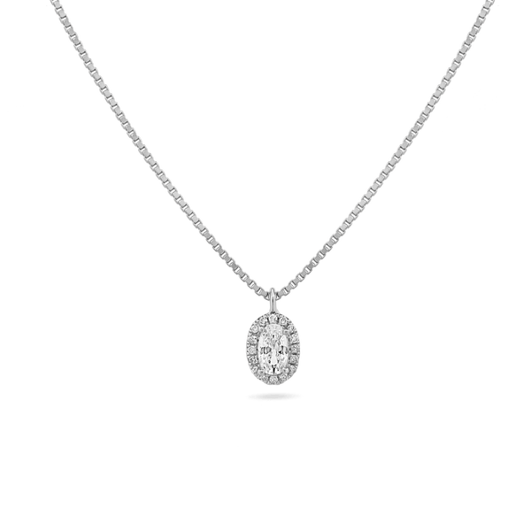 V Design Diamond Necklace, 14K White Gold