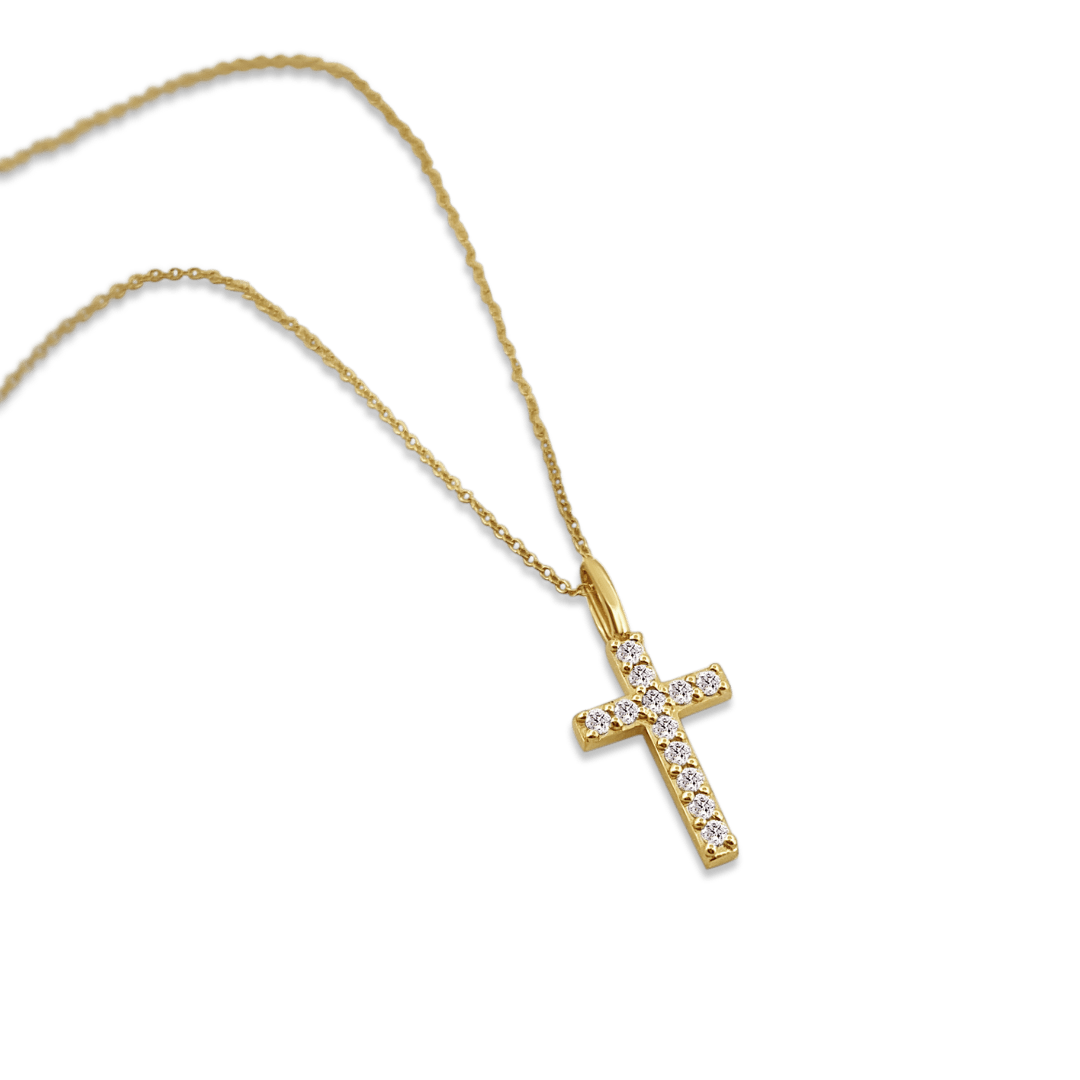 14K 'Paris' Diamond Cross Necklace Necklaces IceLink-CAL   