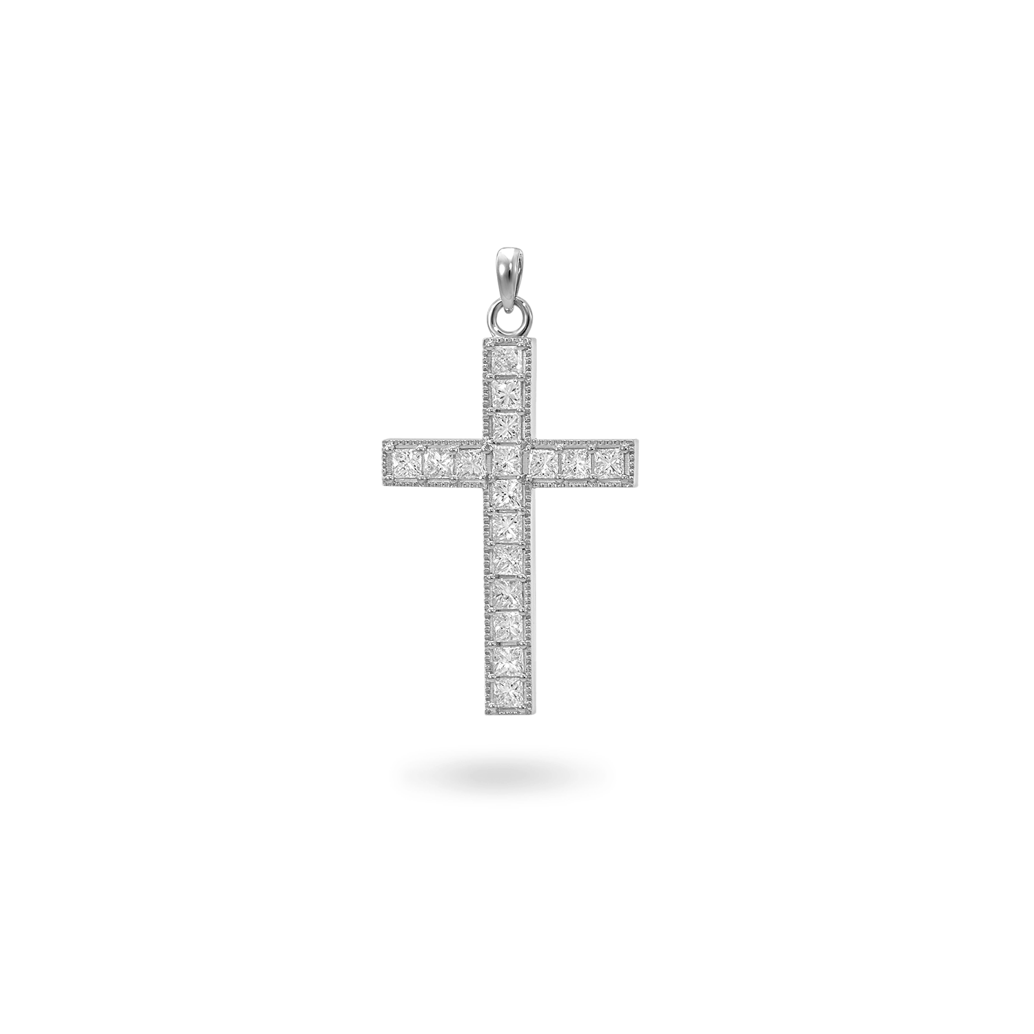 14K Pisa Diamond Cross Necklaces IceLink-SVN 14K White Gold