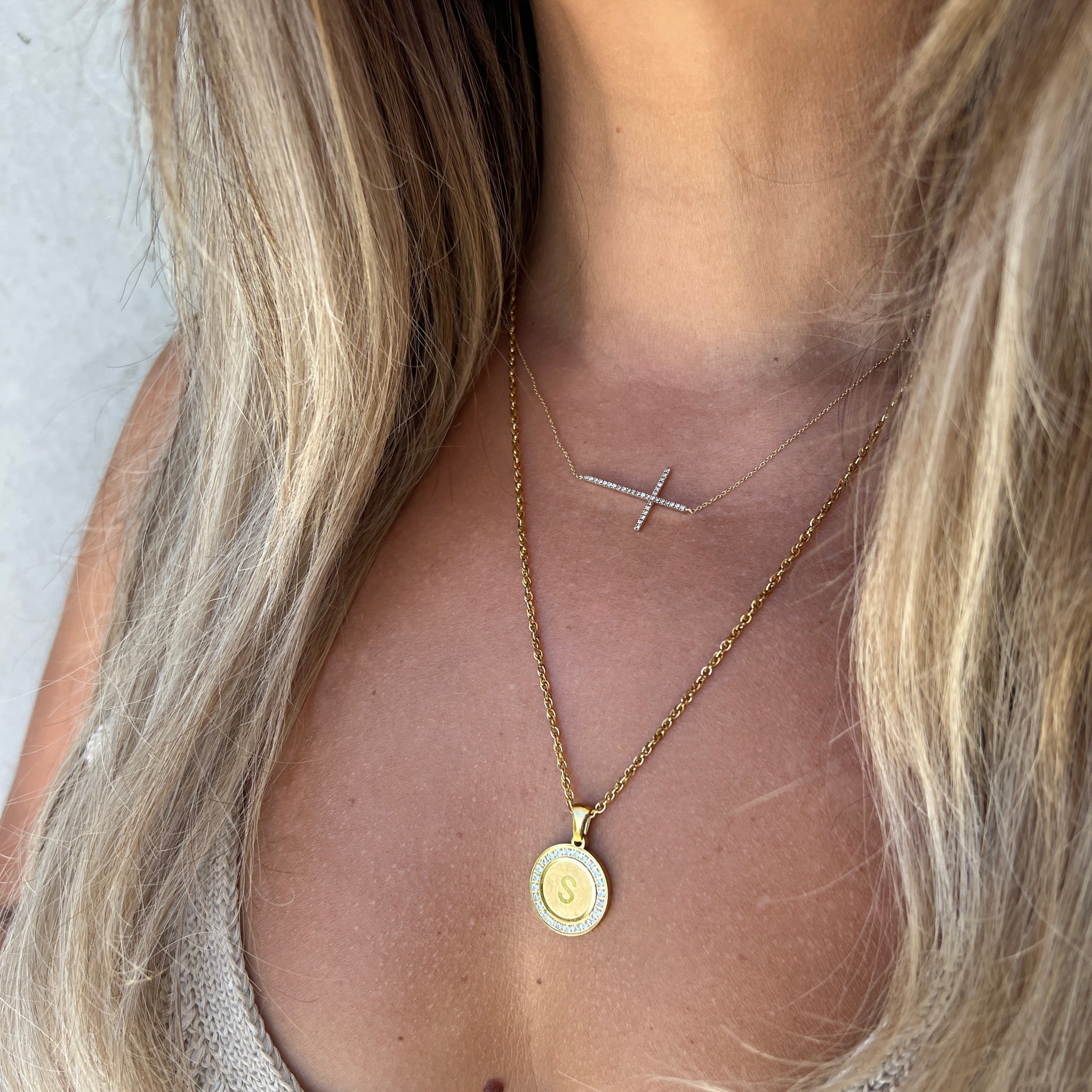 Gold Sideways Cross Necklace | Classy Women Collection