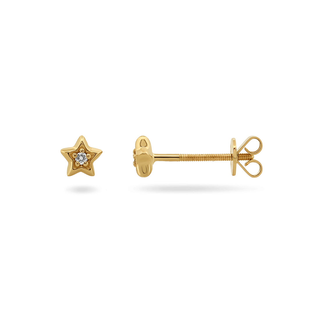14K Skylar Star Diamond Studs Earrings IceLink-CAL 14K Gold  