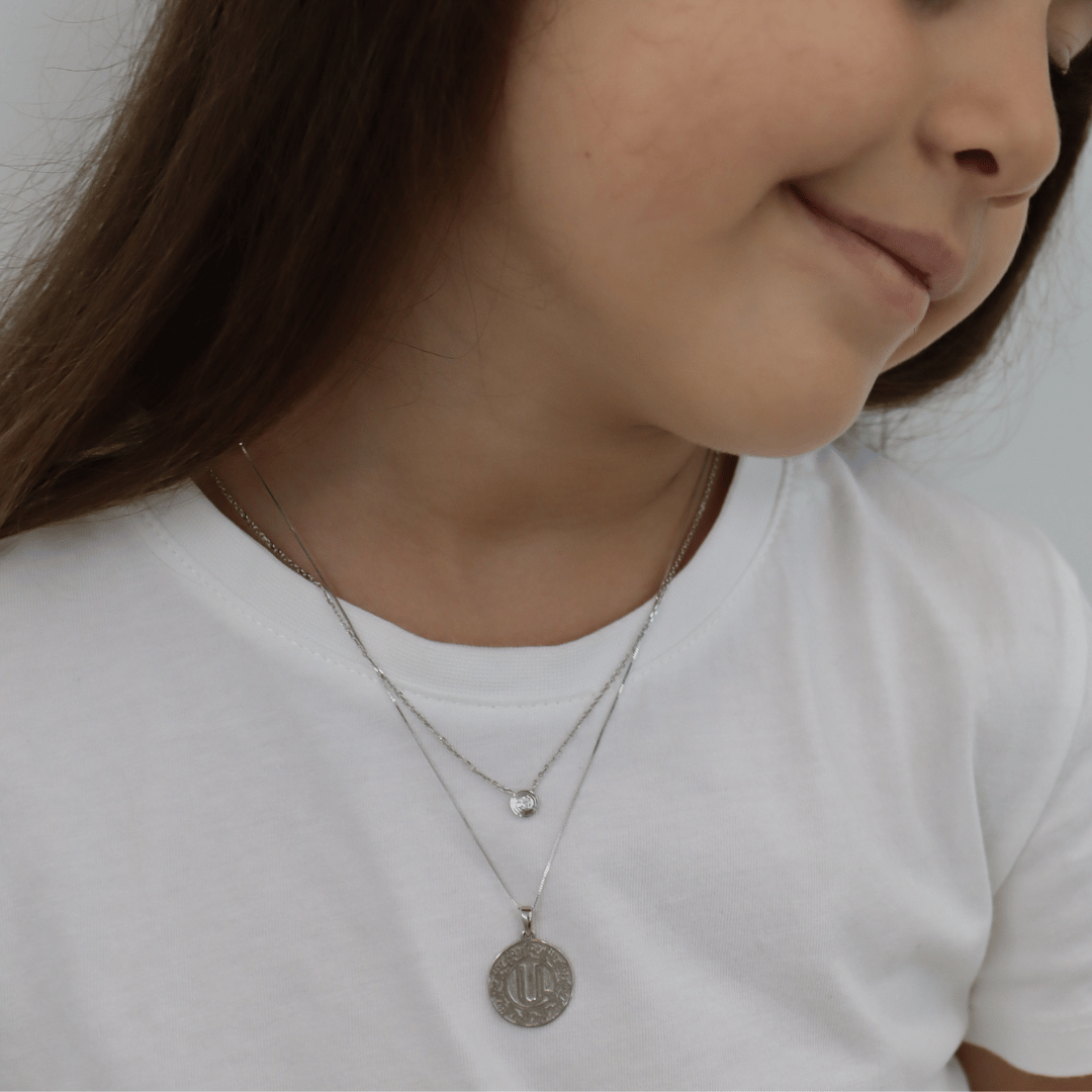 White gold hot sale coin necklace