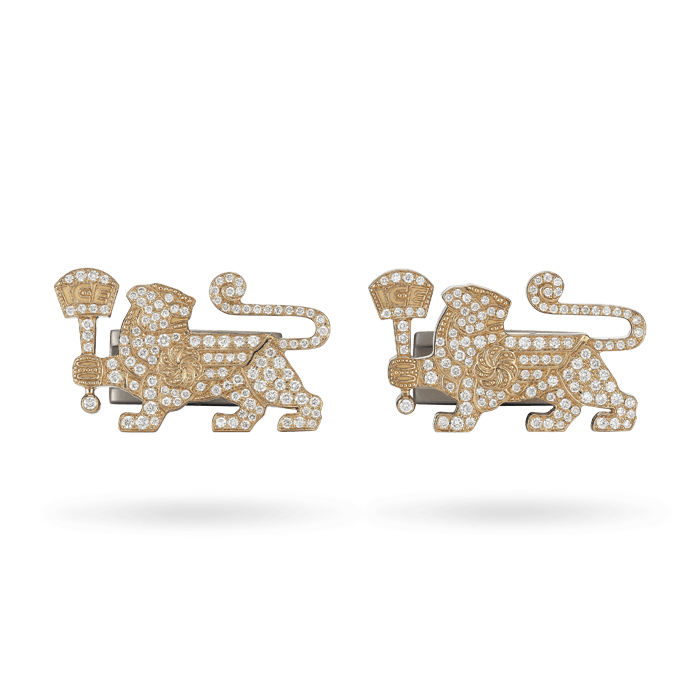 18K Diamond Lioness Cuff Links Accessories IceLink 18K Rose Gold  