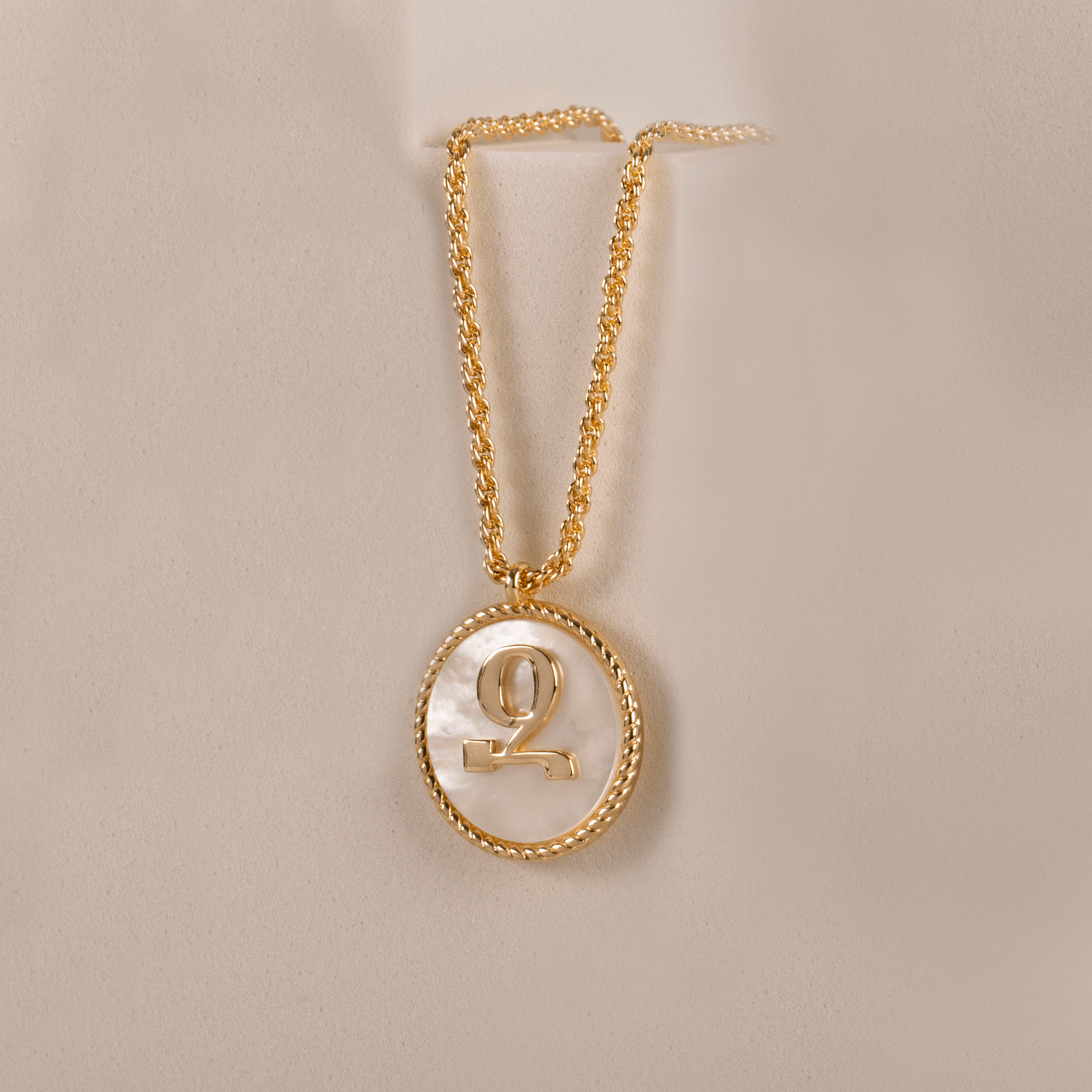 White Mother of Pearl Armenian Initial Necklace - IceLink White Mother of Pearl Armenian Initial Necklace - IceLink