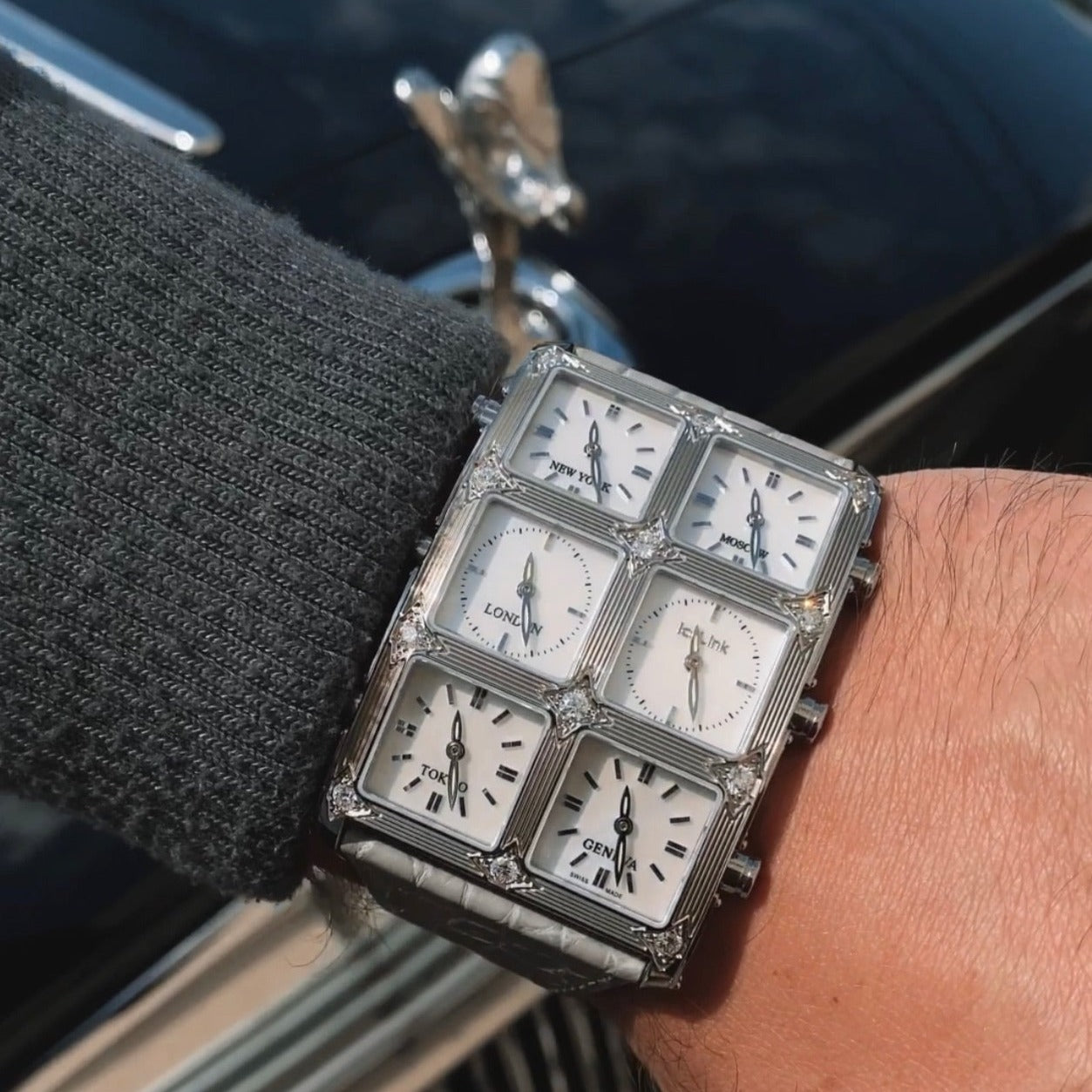Ambassador White MOP 1.5ct 6 Time Zone Watch | IceLink