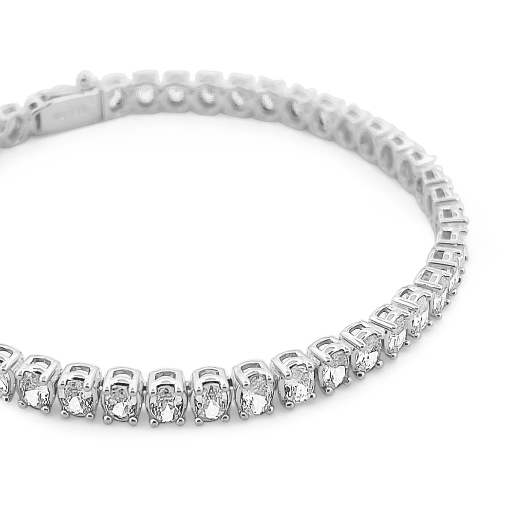 Amor Sui Oval Tennis Bracelet Bracelets IceLink-ATL 14K White Gold Plated 6" 