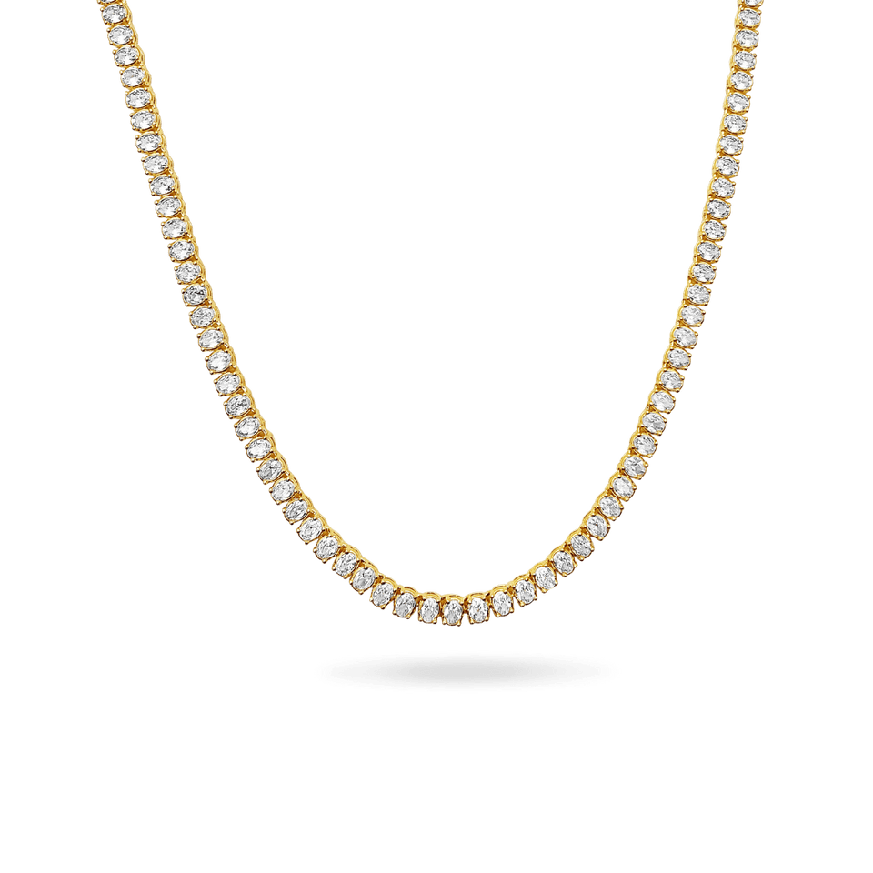 Amor Sui Oval Tennis Necklace Choker IceLink-ATL 14K Gold Plated