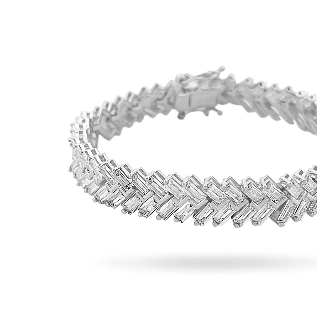 Amor Sui Zipper Baguette Bracelet (Sample Sale) Bracelets IceLink-ATL 14K White Gold Plated 6" (XS) 