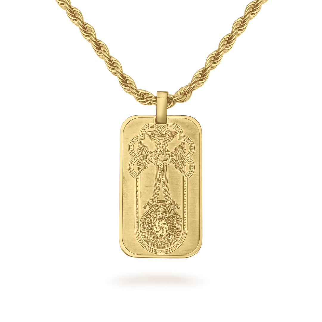 Armenian Dog Tag Necklaces IceLink-RAN Gold PVD 22" 