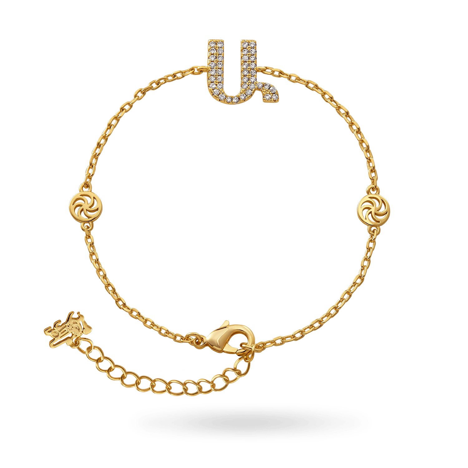 14K White Gold Letter R Bracelet