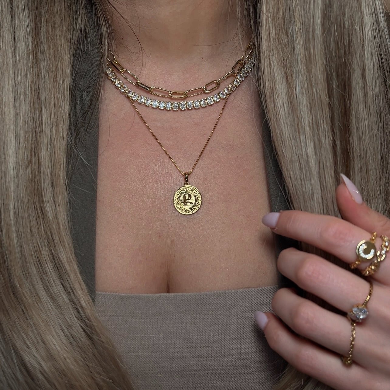 Armenian Initial Coin Necklace (Sample Sale) Necklaces IceLink-CAL