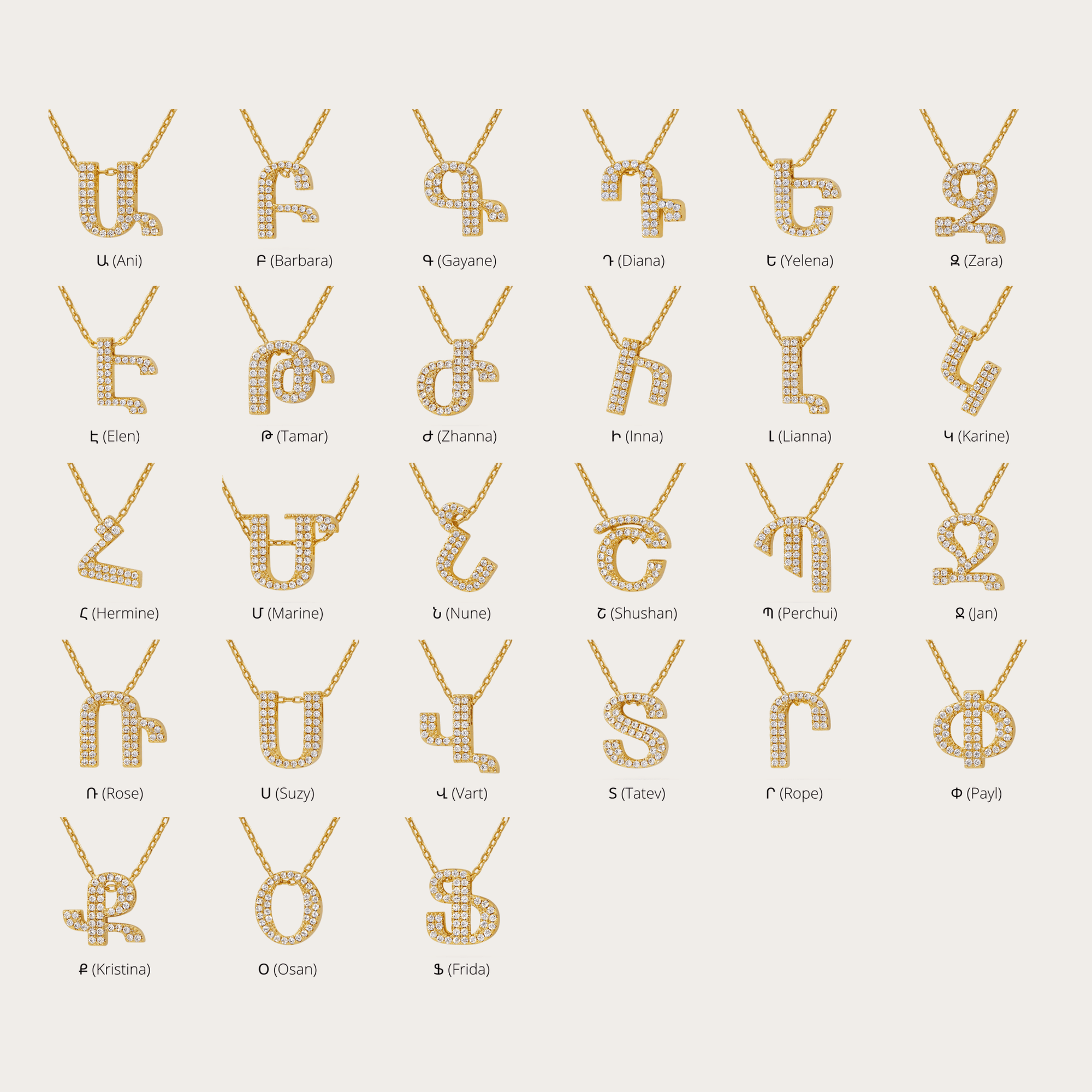 Armenian Initial Necklace Necklaces IceLink-ATL Բ (Barbara)