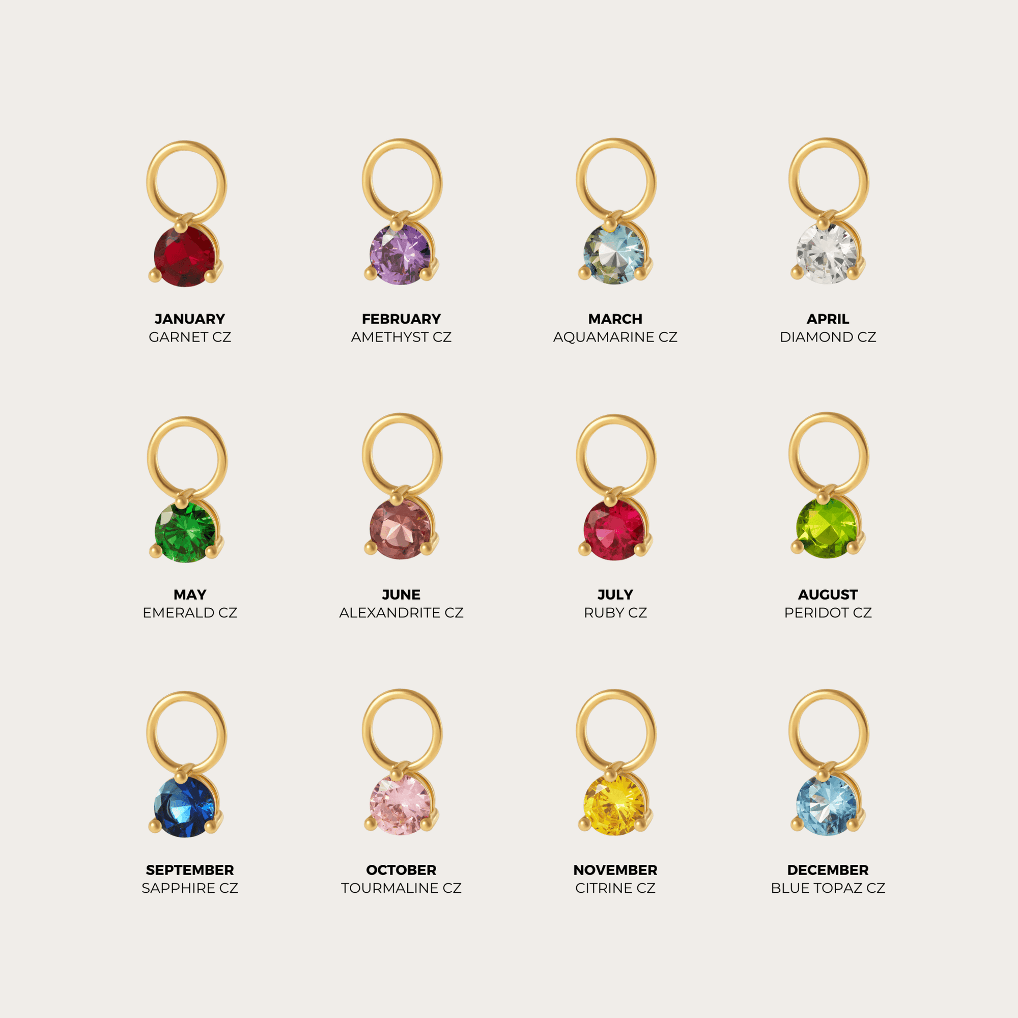 Birthstone Charm IceLink-ATL February (Amethyst CZ)