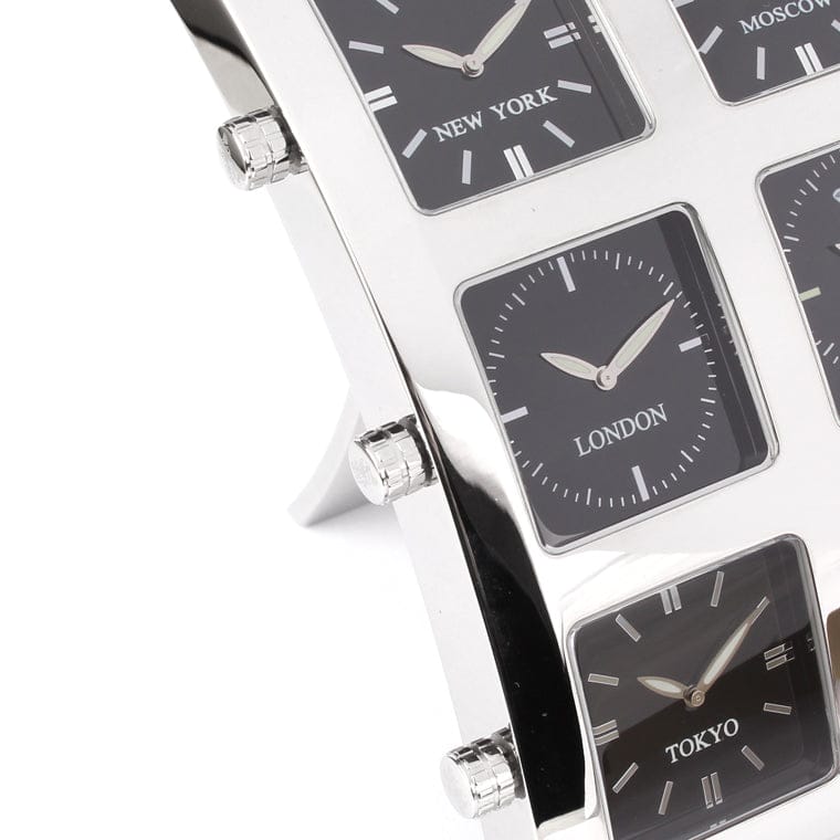 Black 6Timezone Desk Clock Presidential IceLink-CAL   
