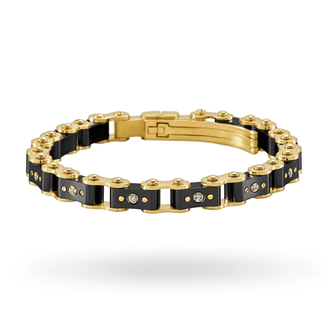 Black & Gold Diamond 9.5MM Bracelets IceLink-ES   