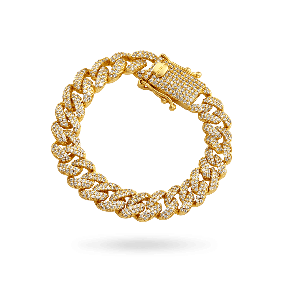 Cuban ID Link Bracelet 10mm Stones Bracelets IceLink-ATL 6.5 inches