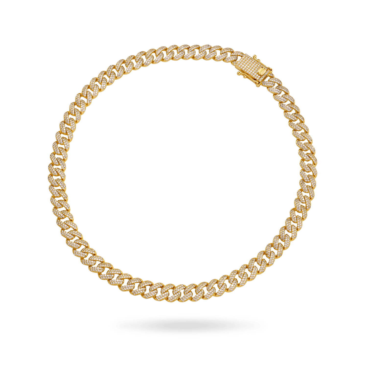 Cuban ID Link Necklace 10mm Stones Necklaces IceLink-ATL 16 inches 14K Gold Plated