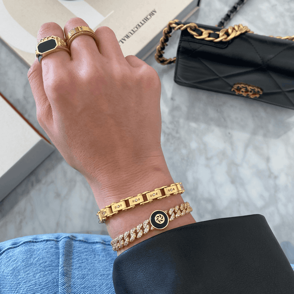 6mm Watch Band Chain Double Layer Two Tone with Heart Personalized Custom  Gold Plated Name Bracelet-silviax