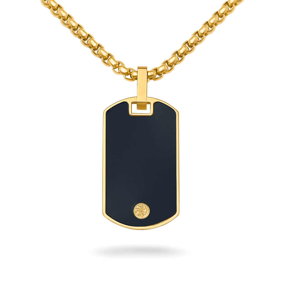 Drake Dog Tag Necklace Necklaces IceLink-RAN Gold PVD 22" 