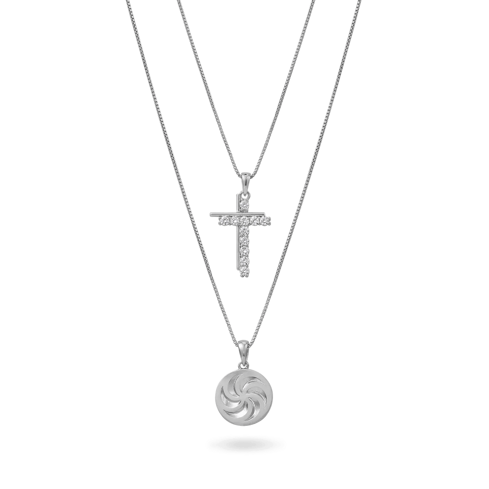 Eternal Faith Gift Set Necklaces IceLink-ATL 14K White Gold plated  