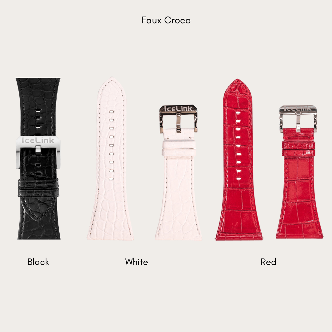 Extra Straps for Men&#39;s 6TZ Accessories IceLink-ES Faux Croco Black 