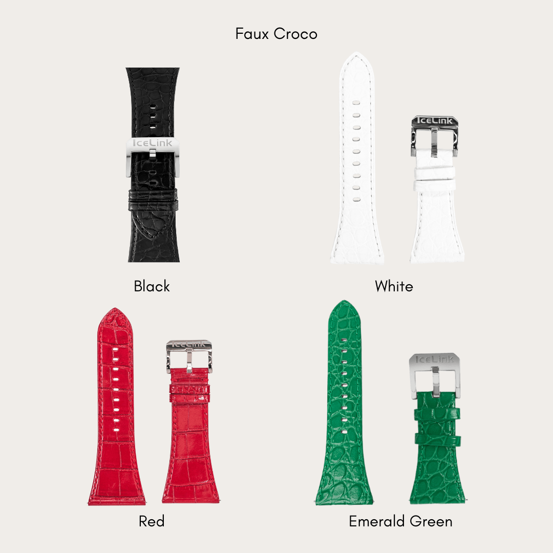 Extra Straps for Women&#39;s 6TZ Accessories IceLink-ES Faux Croco Black 