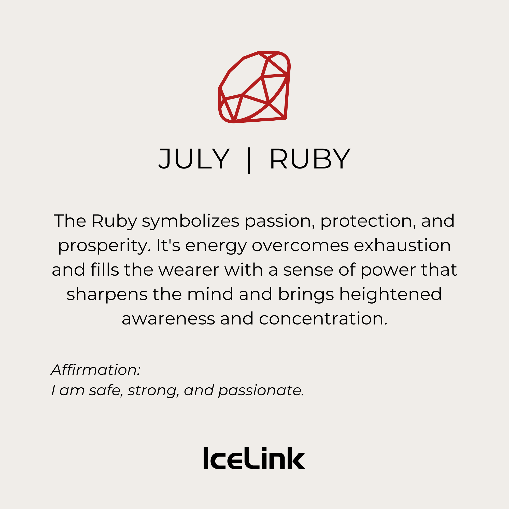 GIFT NOTE CARD Accessories IceLink July (Ruby CZ)  