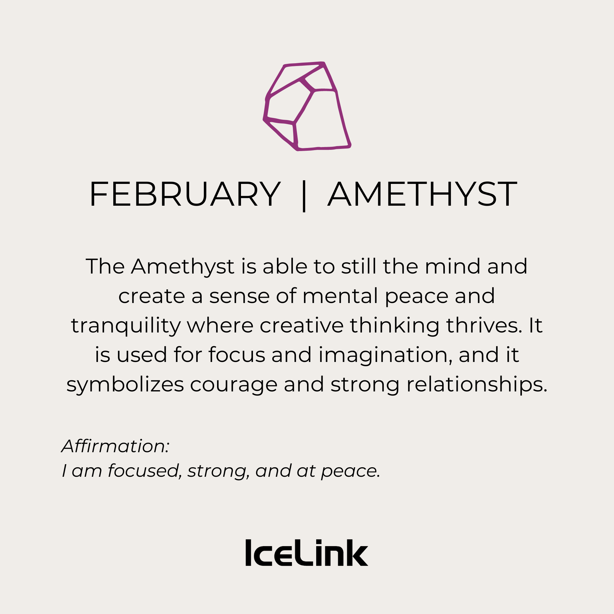 GIFT NOTE CARD Accessories IceLink February (Amethyst CZ)  