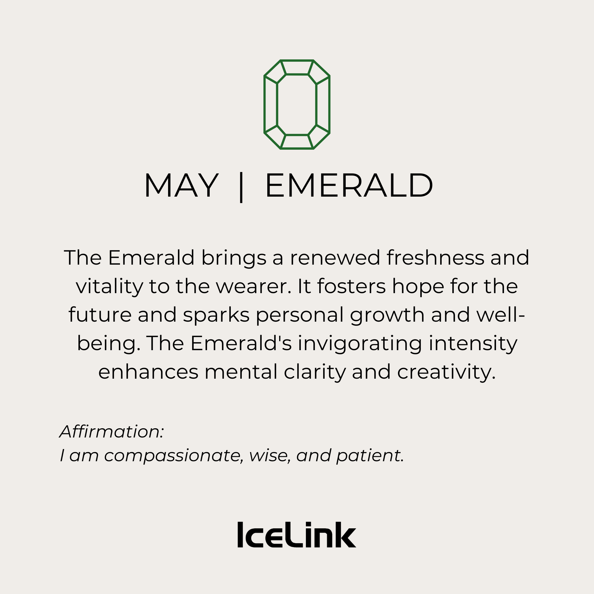 GIFT NOTE CARD Accessories IceLink May (Emerald CZ)  