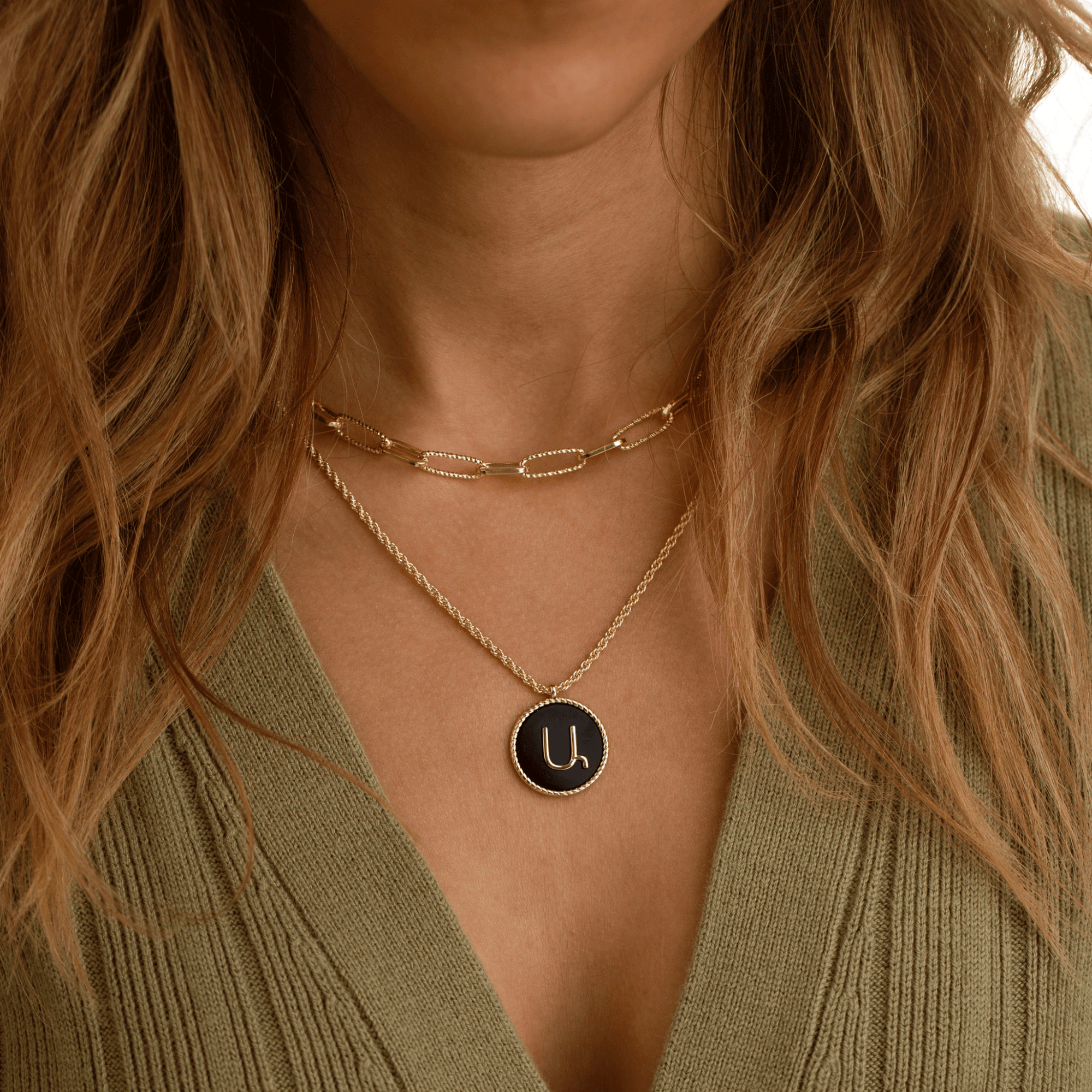 Onyx Armenian Initial Necklace (Sample Sale) Necklaces IceLink-ATL Ա (Ani)  