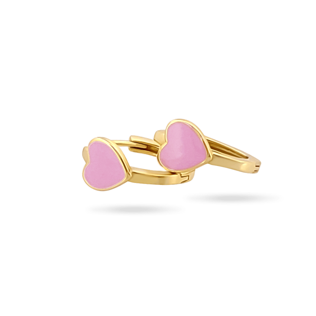 Pink Enamel Heart Hoop Kids Earrings Earrings IceLink-BL   