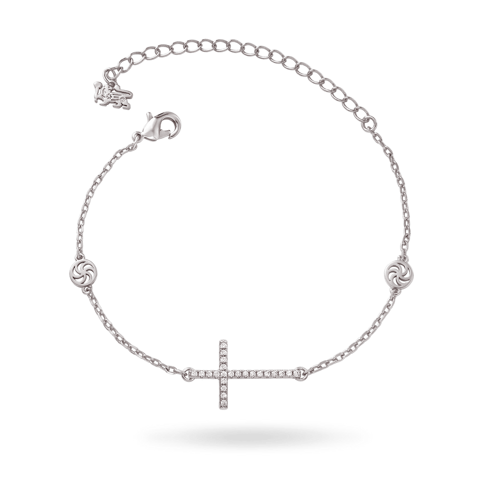 Sideways Cross Bracelet Bracelets IceLink-ATL 14K White Gold Plated  