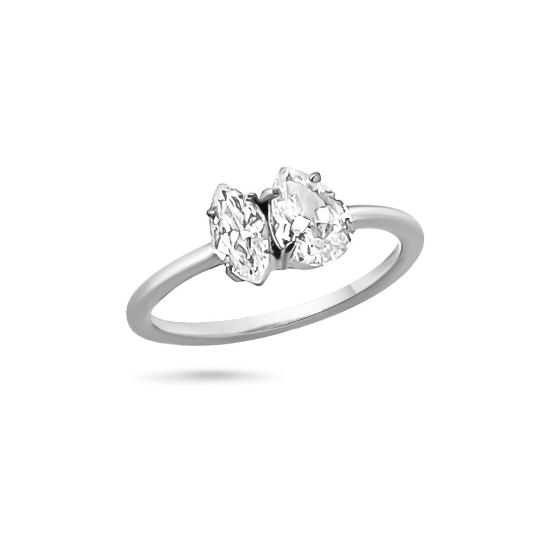 Silver Toi et Moi Ring Rings IceLink-RAN 5  