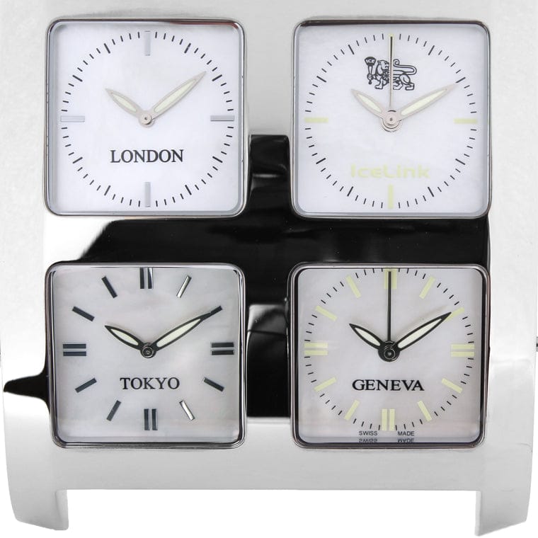 White MOP Desk Clock with Alarm Presidential IceLink   