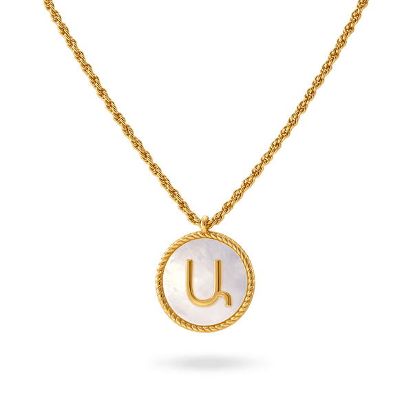 White Mother of Pearl Armenian Initial Necklace Necklaces IceLink-ATL Ա (Ani)