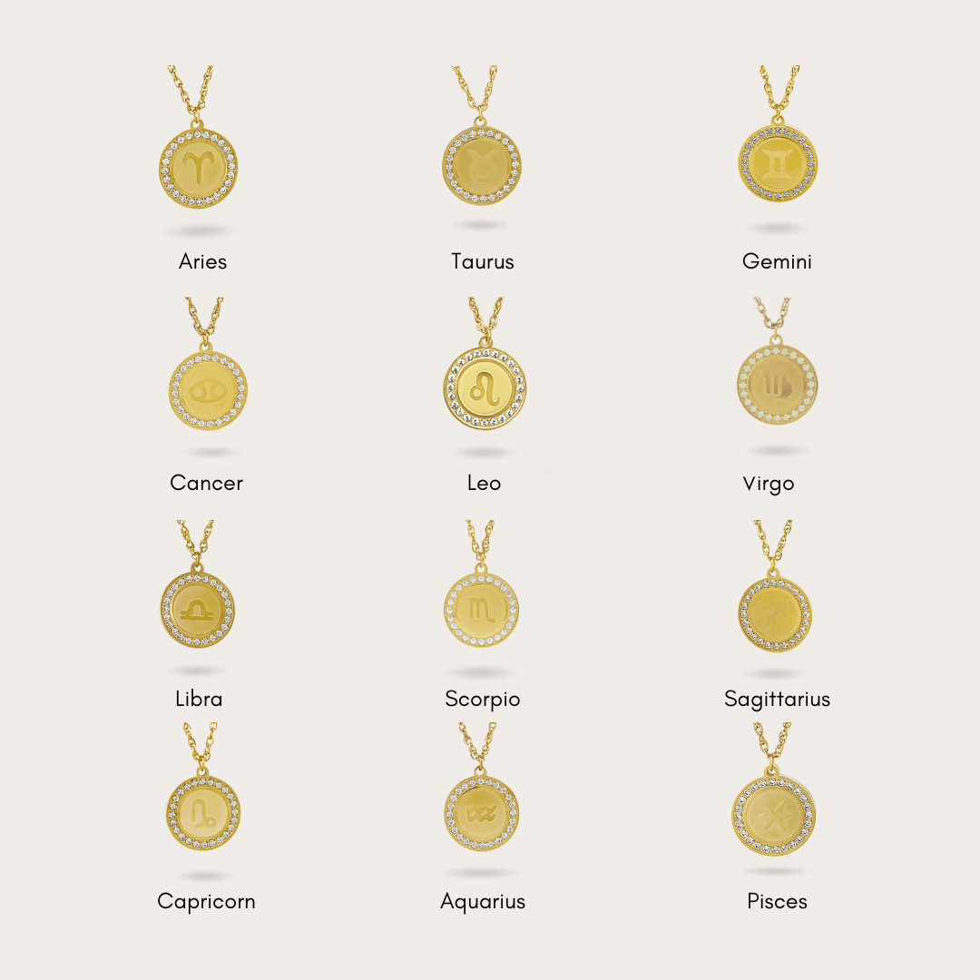 Buy Gold Star Sign Zodiac Necklaces Leo Pendant Horoscope Jewellery 18K Gold  Vermeil Add a Birthstone Online in India - Etsy